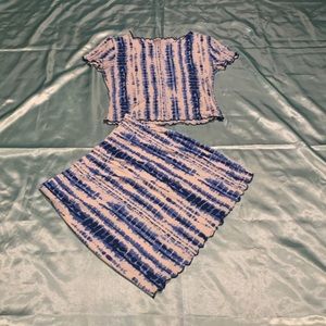Blue Tye Dye Shirt N Skirt 2 Piece